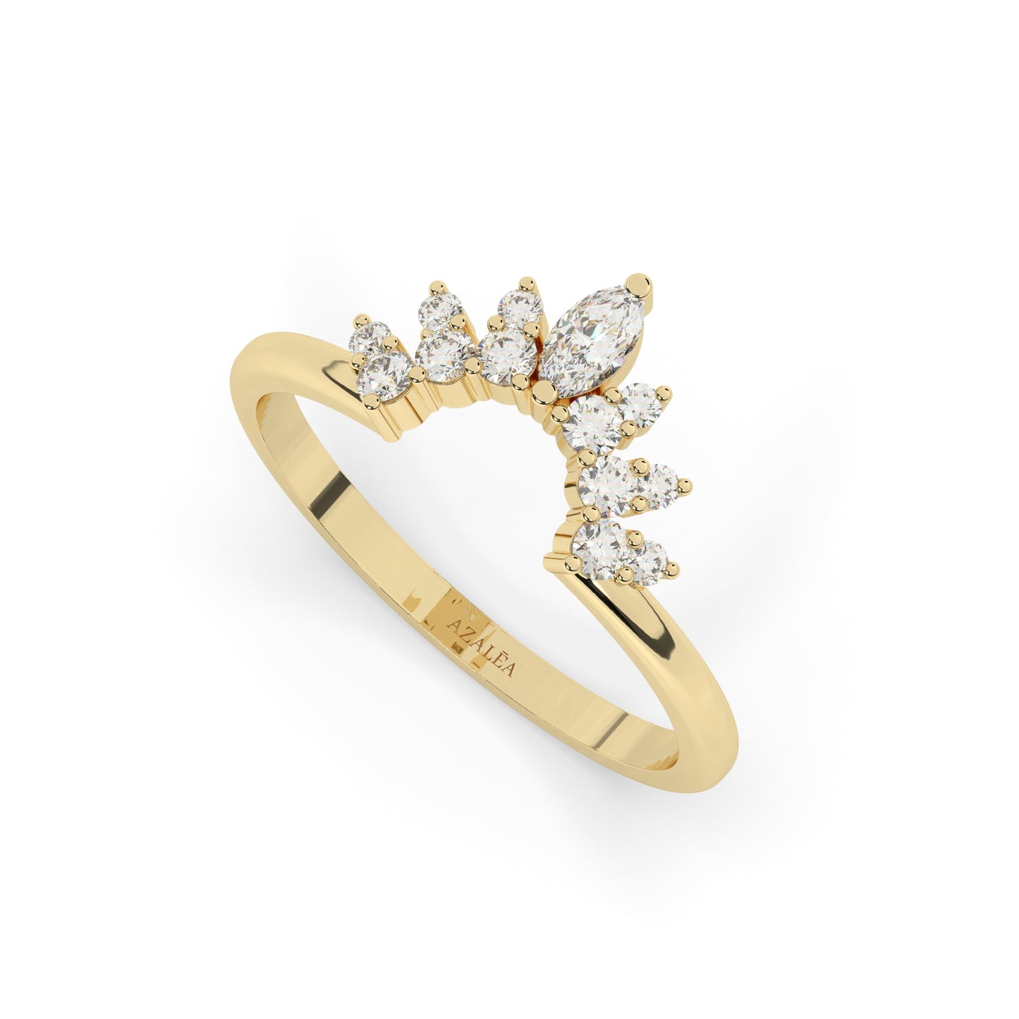 Curved Diamond Chevron Wedding Band