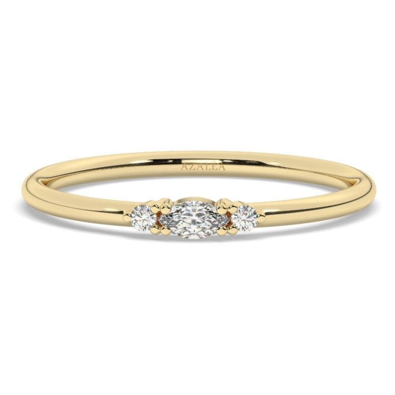 Marquise and Round Diamond Wedding Ring
