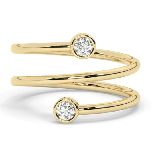 Gold Spiral Bezel Diamond Cuff Ring