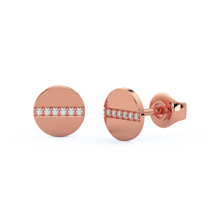 Diamond Bar Disc Stud Earrings