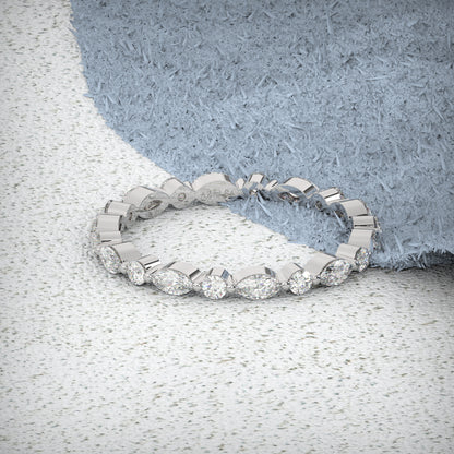 Marquise and Round Diamond Eternity Wedding Ring