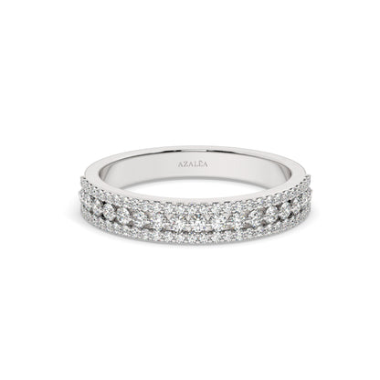 3 Row Halfway Diamond Wedding Ring
