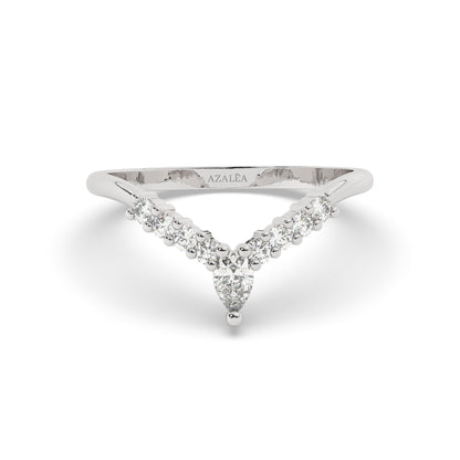 Pear Diamond Chevron Ring