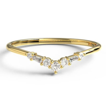 Tapered Baguette and Round Diamond Ring