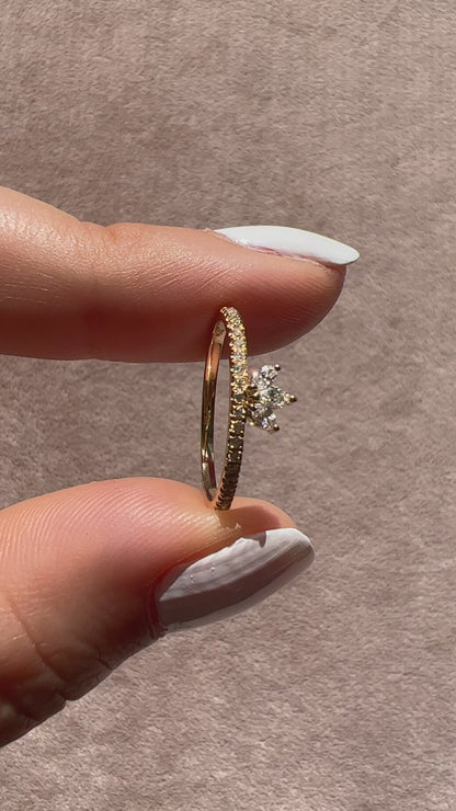 Lotus Marquise and Round Diamond Wedding Ring