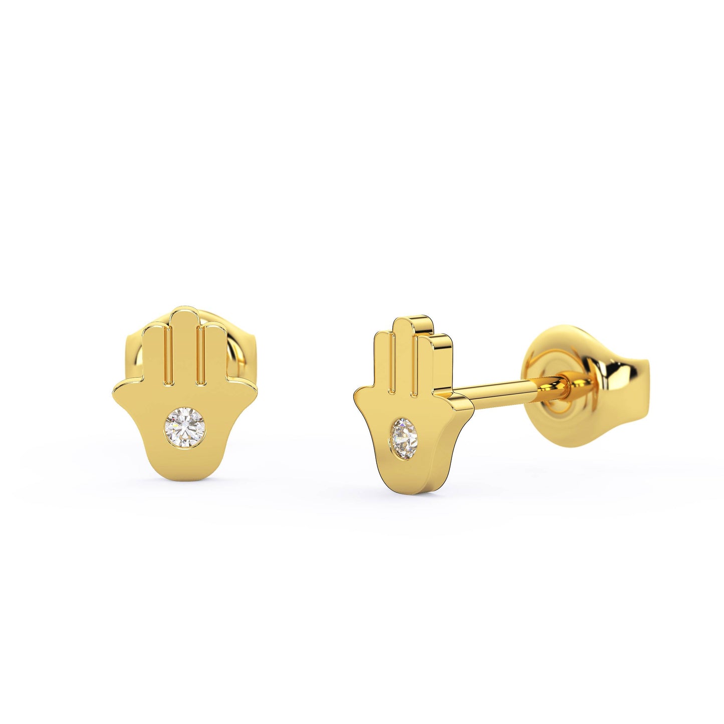 Diamond Hamsa Hand of Fatima Studs