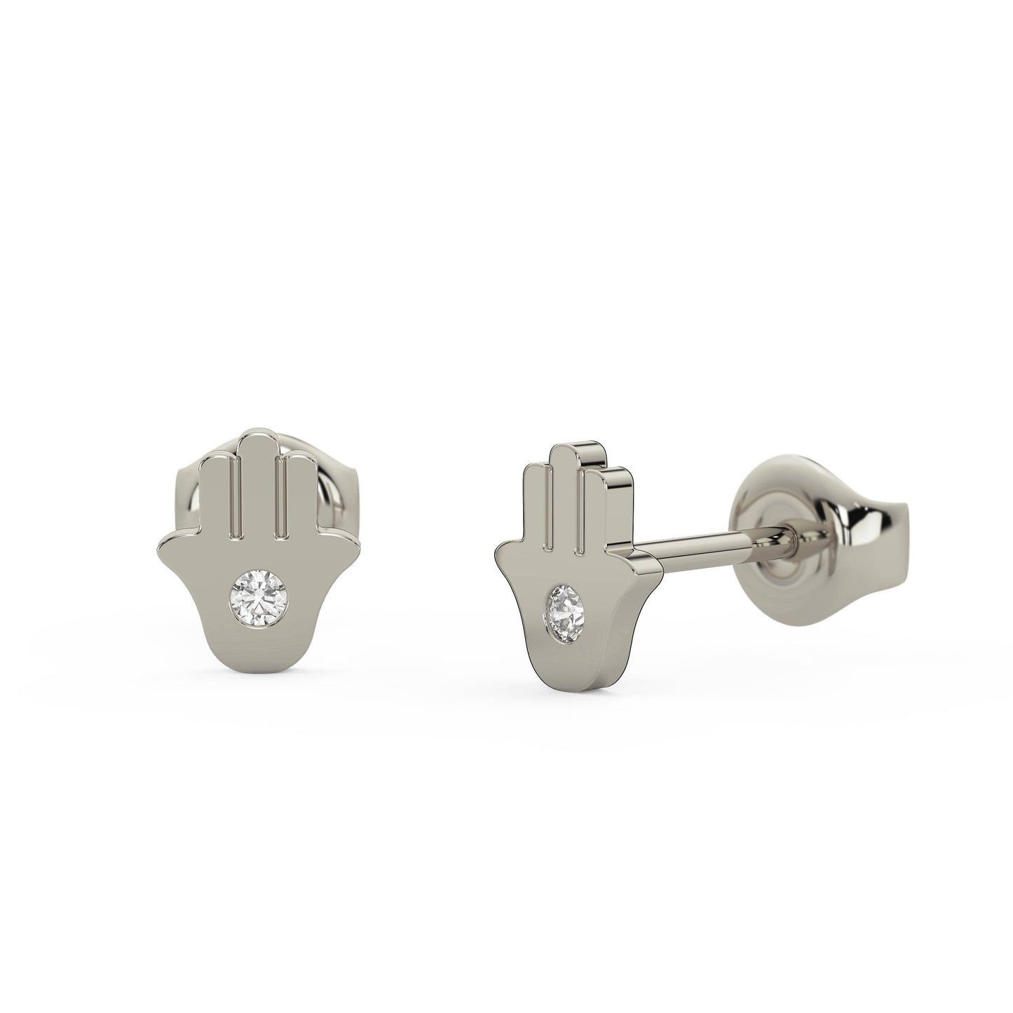 Diamond Hamsa Hand of Fatima Studs
