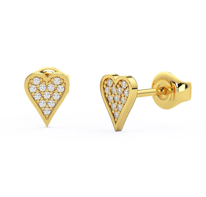 Curved Diamond Heart Studs