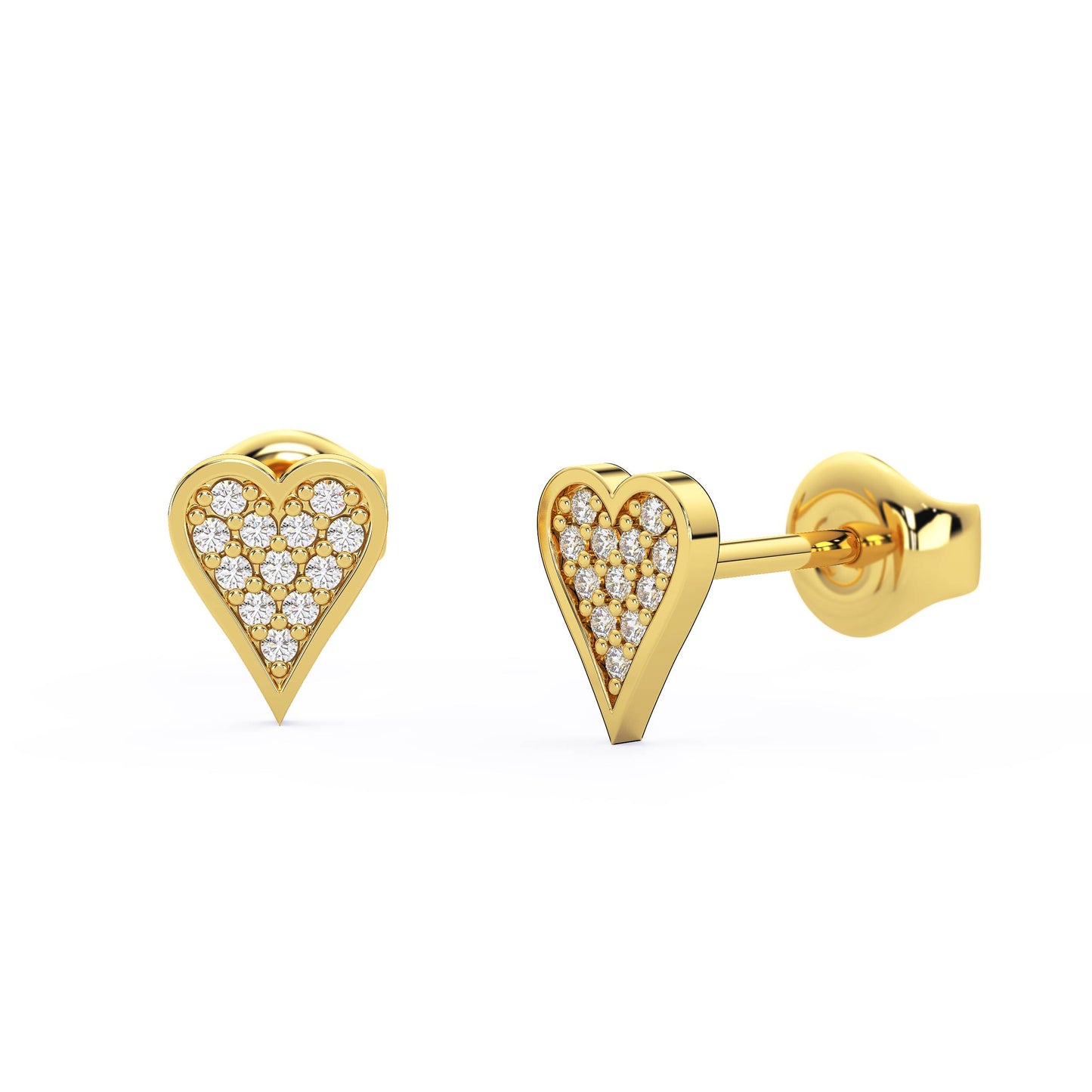 Curved Diamond Heart Studs