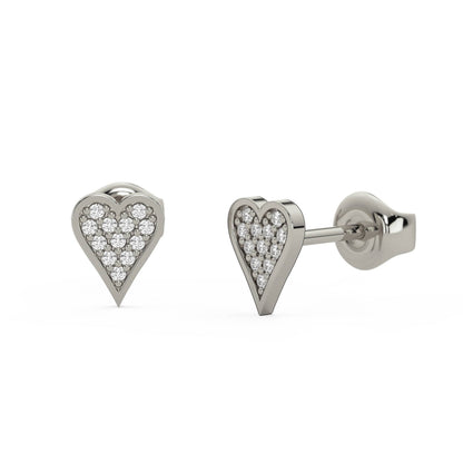 Curved Diamond Heart Studs