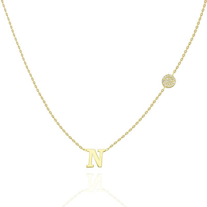 Diamond Disc Initial Charm Necklace