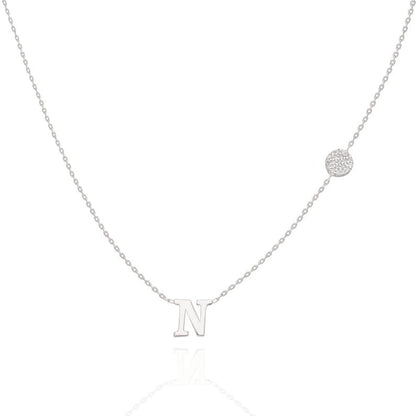 Diamond Disc Initial Charm Necklace