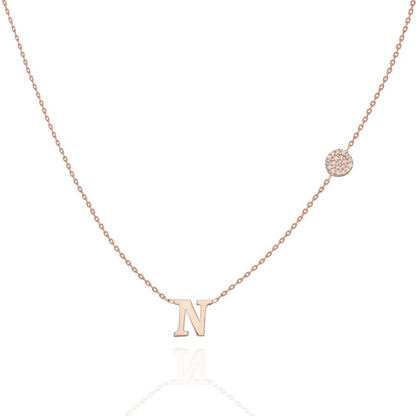 Diamond Disc Initial Charm Necklace