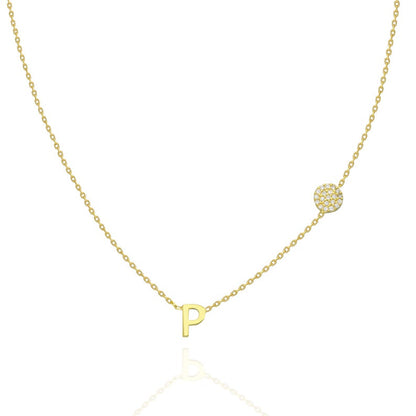 Diamond Disc Initial Charm Necklace