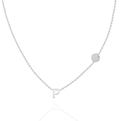 Diamond Disc Initial Charm Necklace