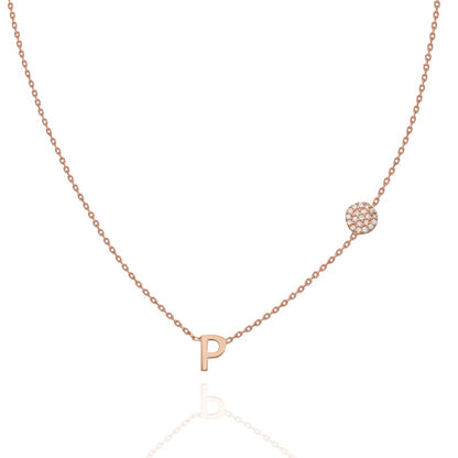 Diamond Disc Initial Charm Necklace