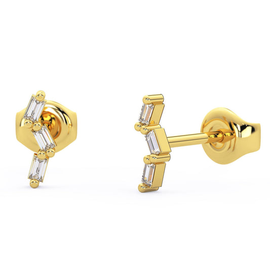 Tilted Diamond Bar Studs