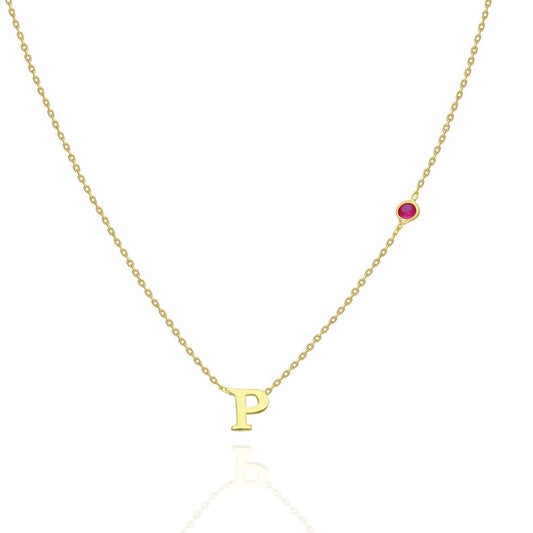 Personalized Birthstone Initial Necklace