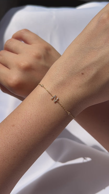 Bezel Diamond Initial Bracelet