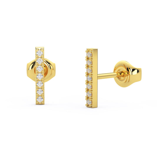 Dainty Minimalist Diamond Bar Studs