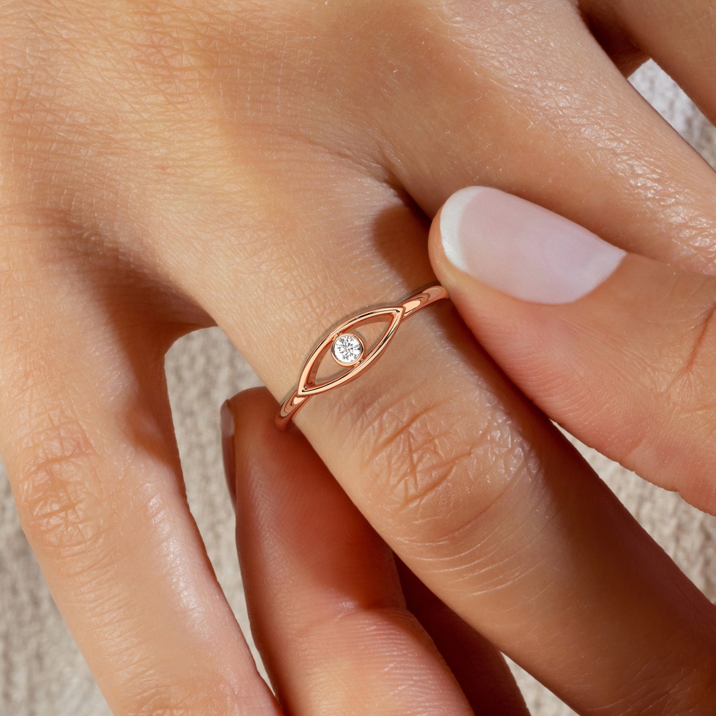 Gold Diamond Evil Eye Ring