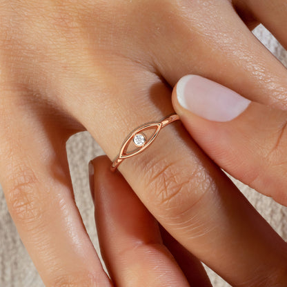 Gold Diamond Evil Eye Ring
