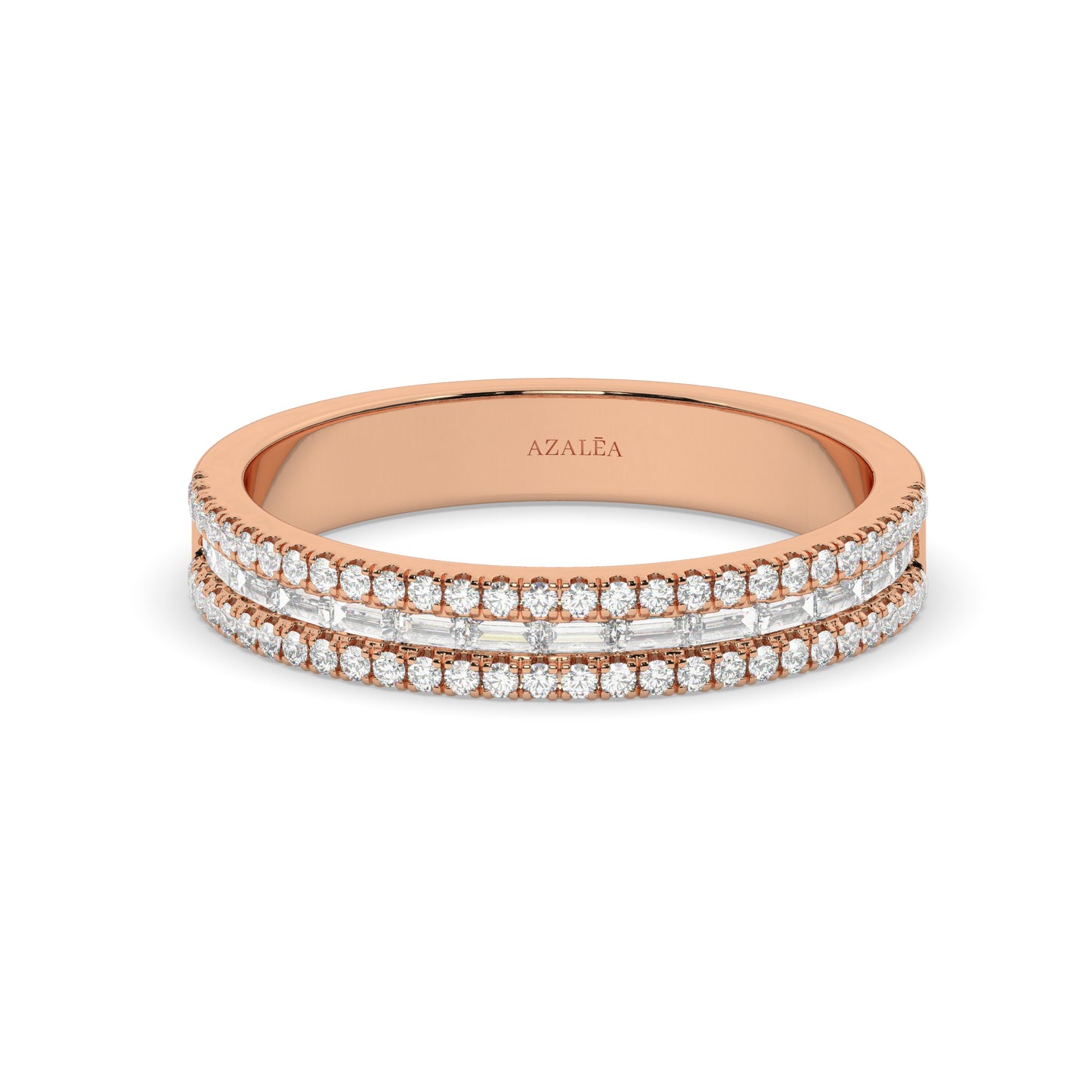 Gold Baguette Round Diamond Eternity Band