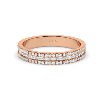 Gold Baguette Round Diamond Eternity Band