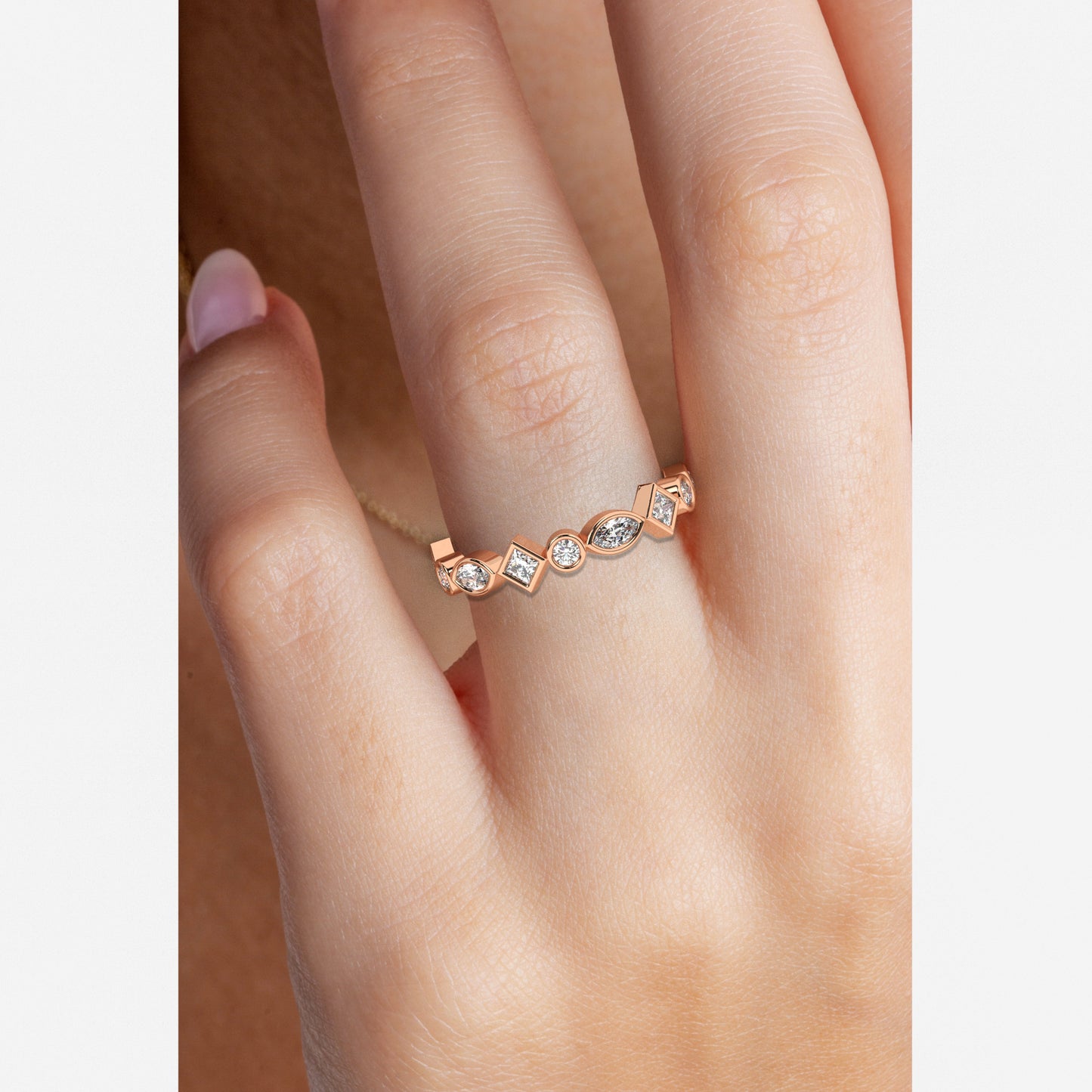 Princess Marquise and Round Diamond Eternity Band