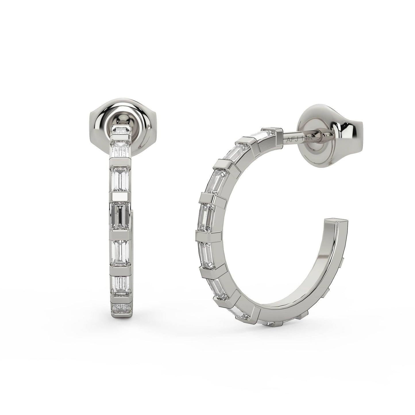 Baguette Diamond Hoops