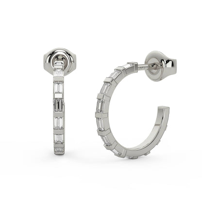 Baguette Diamond Hoops