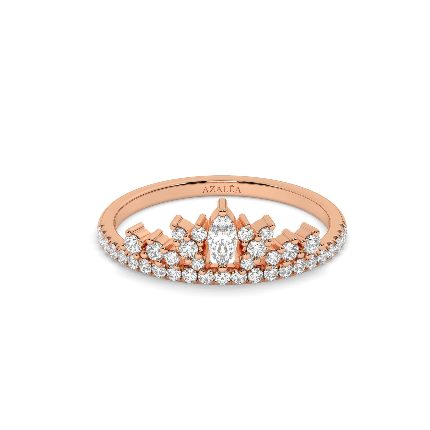 Marquise and Round Diamond Wedding Ring
