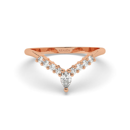 Pear Diamond Chevron Ring