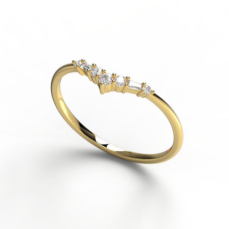 Tapered Baguette and Round Diamond Ring