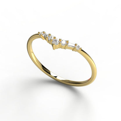 Tapered Baguette and Round Diamond Ring