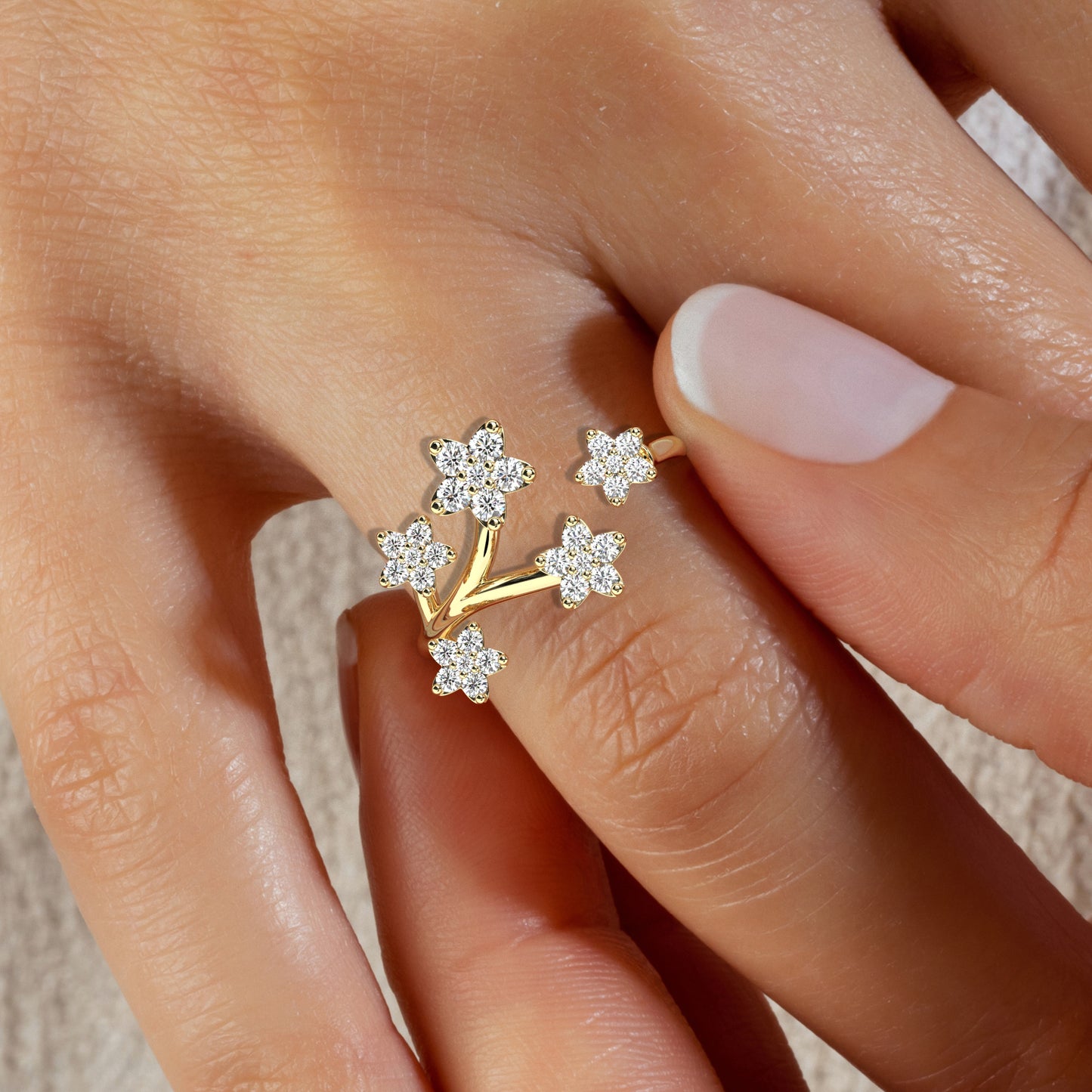 Diamond Flower Stacking Ring