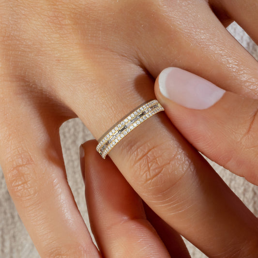 Gold Baguette Round Diamond Eternity Band