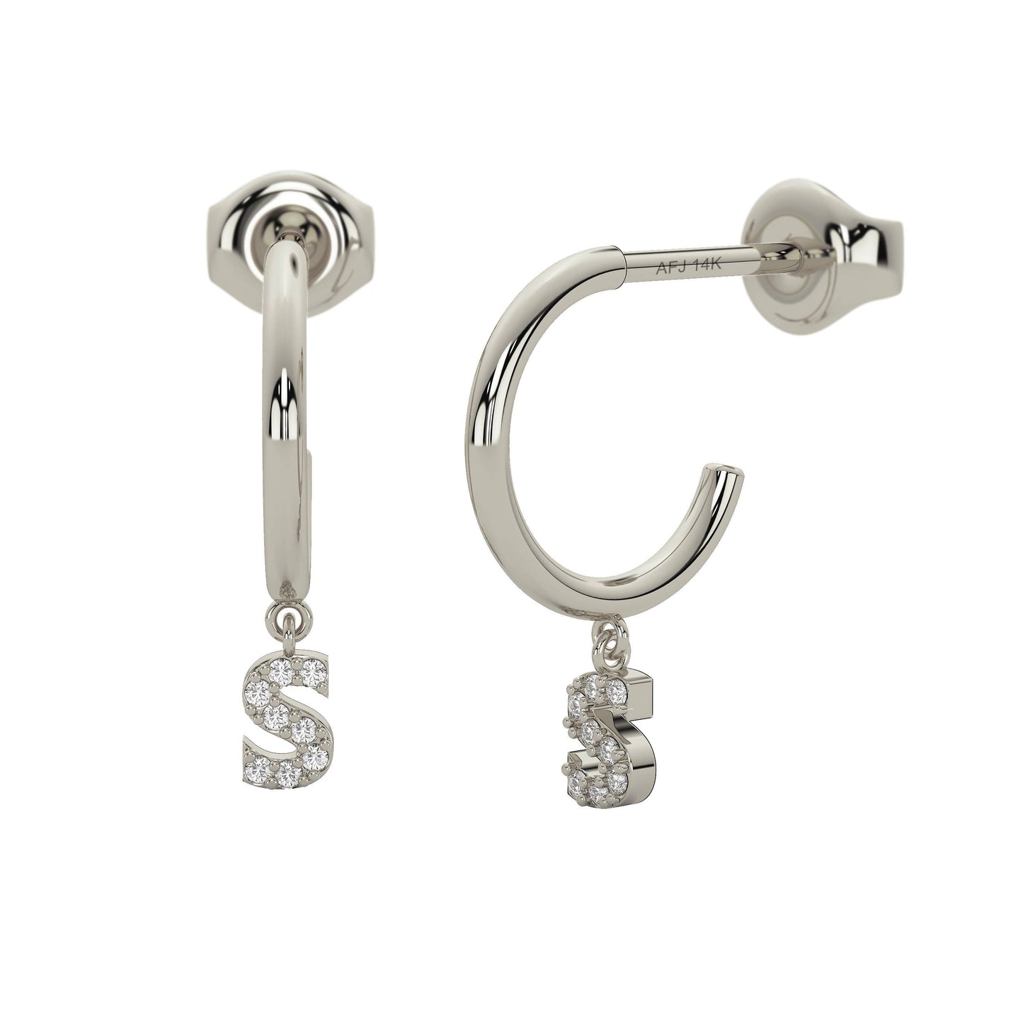 Diamond Dangle Initial Earring