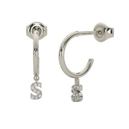 Diamond Dangle Initial Earring
