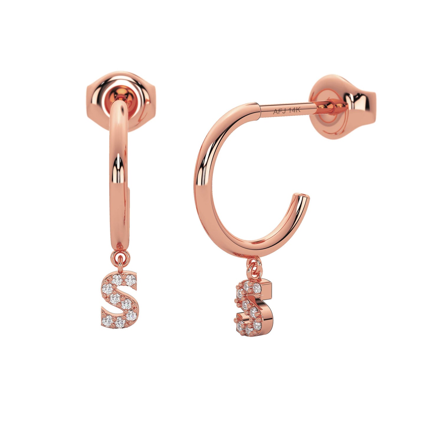 Diamond Dangle Initial Earring