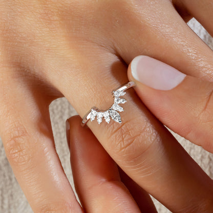 Curved Diamond Chevron Wedding Band