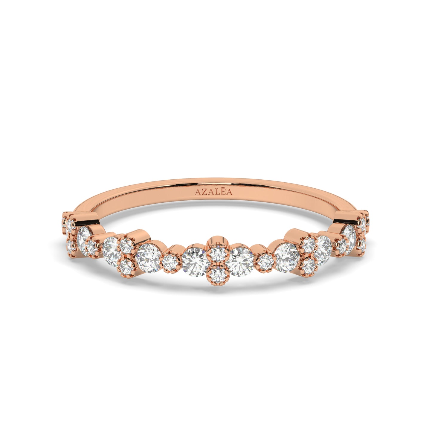 Gold Round Diamond Half Eternity Wedding Ring