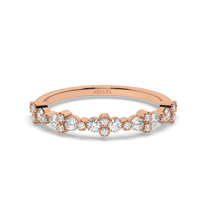Gold Round Diamond Half Eternity Wedding Ring