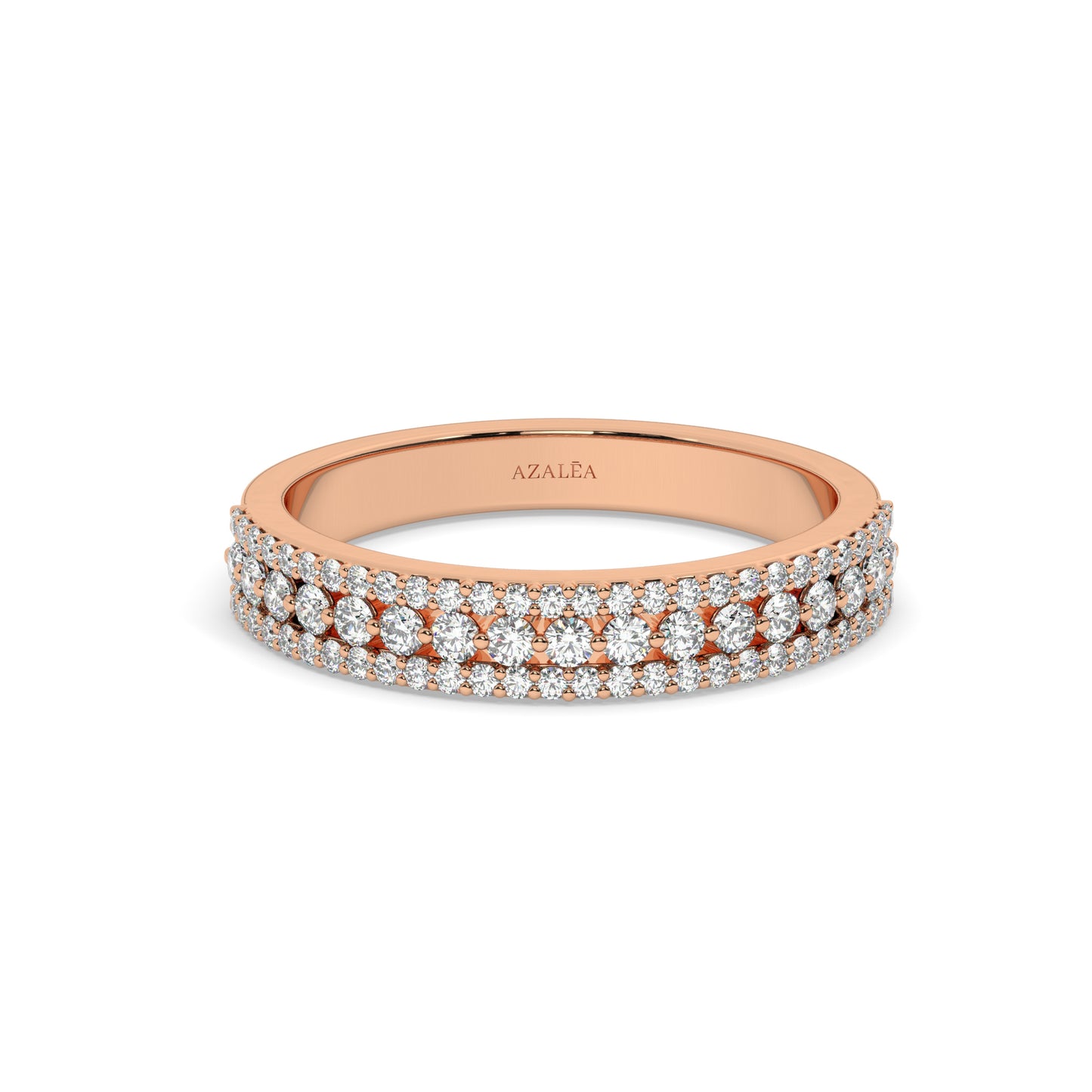 3 Row Halfway Diamond Wedding Ring