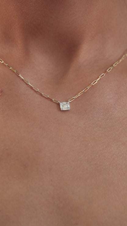 Baguette Diamond Paperclip Chain  Necklace