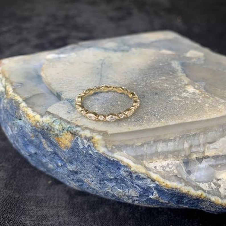 Marquise and Round Diamond Eternity Wedding Ring
