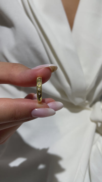 Engraved Star Diamond Stacking Ring