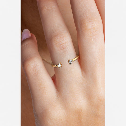 Round Diamond Cuff Stacking Ring