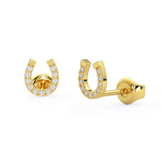 Diamond Horseshoe Stud Earrings