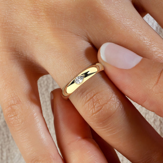 Pear Diamond Wedding Band